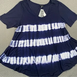NEW Lane Bryant Tie Dye Blue Plus Swing Top 22/24 - Picture 1 of 6