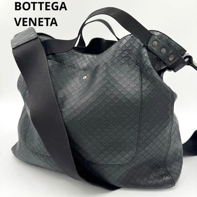 BOTTEGA VENETA Bolso de Hombro 2 Vías Bolso de Mano Cuero Negro Usado Para Hombre Auténtico Foto 1 de 4