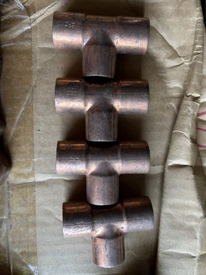 4 PCS EPC Straight Tee 3/4" x 3/4" x 3/4" CTS Solder Copper Sweat Fitting - Image 1 of 2