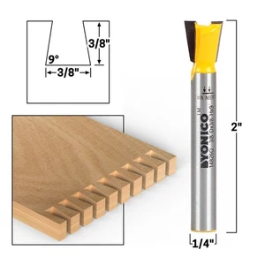 9Â° X 3/8" Dovetail Router Bit - 1/4" Shank - Yonico 14826q - Picture 1 of 1
