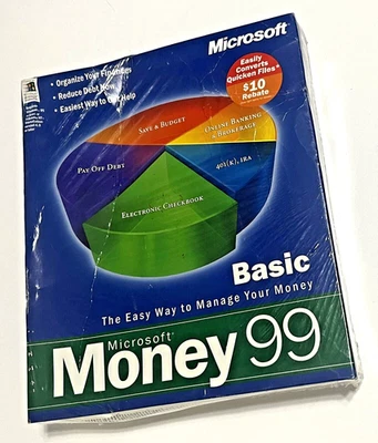 MICROSOFT Vintage Money 99 Basic for Windows Original Retail CD NEW SEALED - Image 1 of 4