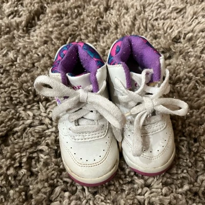 Baby Girls' White Sneaker with Purple Floral Lining - Image 1 of 4