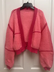Neu ohne Etikett Shein Damen Grobstrickjacke rosa offen Größe XS - Bild 1 von 2