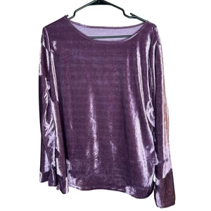 Womens Long Sleeve Velvet Burnout Top Purple Casual Whimsygoth XL Fairycore - Picture 1 of 3