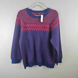 Maglione pullover J.Crew blu navy e rosso lana merino taglia XL - Foto 1 di 7