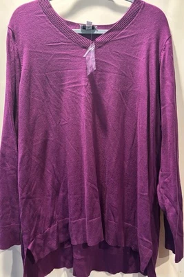 Denim & Company Tunic Sweater - Size 2x Purple Cotton Blend - Image 1 of 4