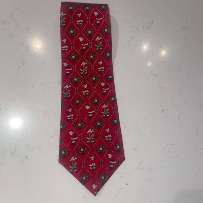 John Henry 男式丝绸领带桑塔斯高尔夫打圣诞节红色假日美国 — 第 1/4 张图片