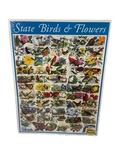 ⭐ NEW Vtg 1998 White Mountain Puzzles State Birds & Flowers 1000pc Puzzle 24x30" - Picture 1 of 2