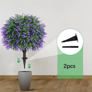 2 Pieces Faux Lavender Artificial Flower Topiary Ball Trees Decorative - Picture 1 of 7