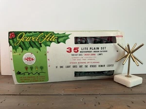 ✨VTG MCM JEWEL-LITE 35 LITE PLAIN SET RED GREEN CHRISTMAS LIGHTS IN BOX TESTED✨ - Picture 1 of 10