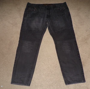 AKOO BRAND NIETEN WEITES BEIN HERREN SCHWARZ DENIM JEANS 44 X 32 SCHÖN - Bild 1 von 6