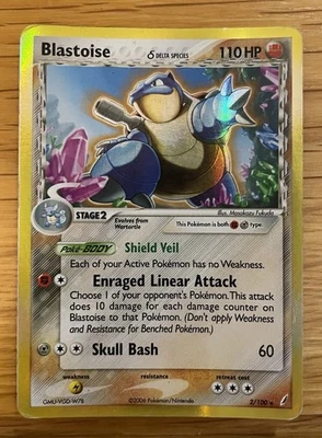 Blastoise 2/100 Ex Crystal Guardians Delta Species Holo Moderately Played 2006 - Image 1 of 4