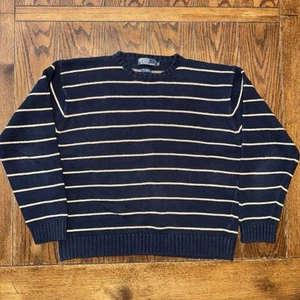 Vintage Polo Ralph Lauren Mens Sweater XL Blue Fisherman Nautical Linen Preppy - Picture 1 of 5
