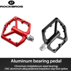 ROCKBROS MTB Bike Platform Pedals Aluminum Bicycle Cycling Sealed Bearing Pedals - Picture 1 of 23