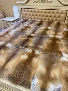 Full Pelt Real Red Fox Fur Throw Bed Blanket Sofa Genuine Fur Rug Carpets - Picture 1 of 5