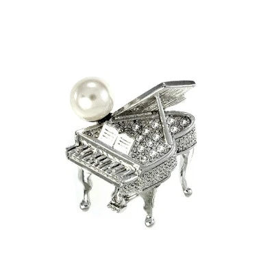Broche de instrumento musical perla música cristal Swarovski hecho con piano de cola Foto 1 de 3