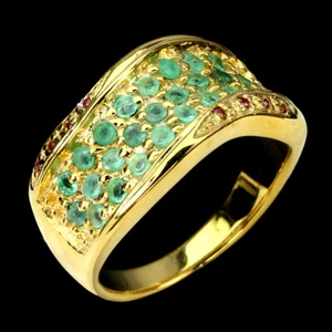 925 Sterling Silver Ring Round Emerald Sapphire Diamond Cut Gemstone Jewelry 7 - Picture 1 of 10