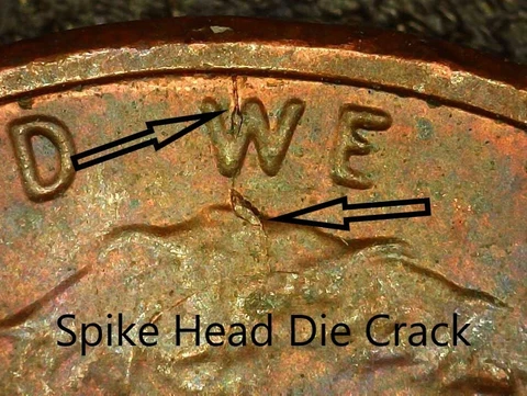 2011-P Lincoln Shield Cent Spike Head Die Crack w/Chip (P108B) Cover
