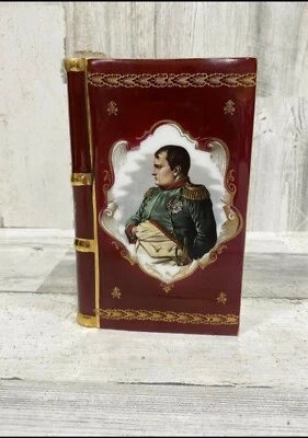 Vintage Napoleon Red Gold Accents Cognac Book Shape Bottle Limoges France Porcel - Image 1 of 4