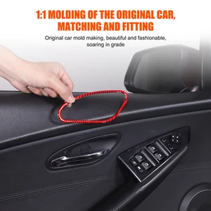 Red Carbon Car Interior Door Handle Frame Sticker For BMW 6 Series Coupe 2004-09 - Picture 1 of 11