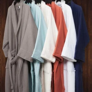 Peignoir gaufre unisexe 100 % coton égyptien hôtel spa robe de nuit robe de chambre - Photo 1/13