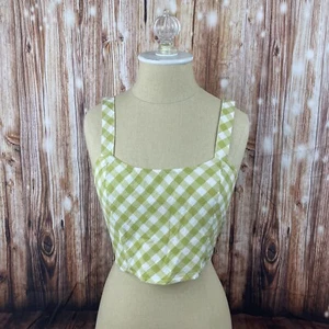 Aerie Cropped Woven Corset Tank Top Tomboy Green Size L - Picture 1 of 8