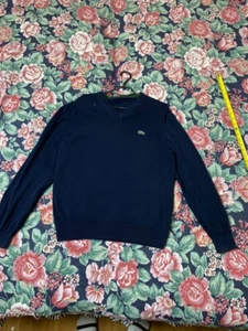 LACOSTE Strickjacke Pullover 90er MARINEBLAU V-AUSSCHNITT PULLI BAUMWOLLE SunFaded Crashed - Bild 1 von 16