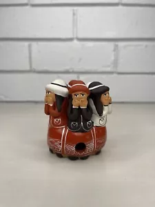 Vintage Terracotta Pottery Whistle 6 Girls In Circle Traditional Peru Folk Art - Bild 1 von 8