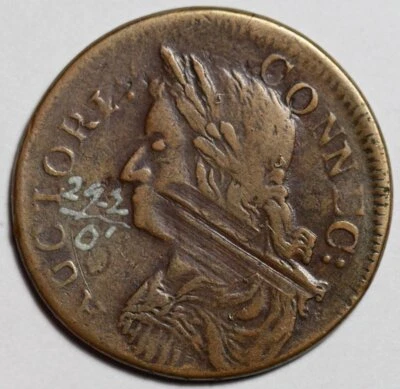 1787 Connecticut Colonial Copper, Draped Bust Left, Miller 29.2-o, R5 - Image 1 of 4