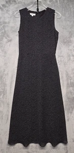 Talbots Dress Womens Size 6 Black White Polka Dot Midi Sheath Sleeveless Lined - Picture 1 of 12