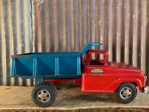 Vintage Tonka Dump Truck, Ford F Series, Red & Blue, Pressed Steel