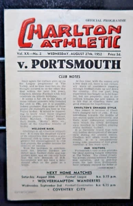 CHARLTON V PORTSMOUTH FOOTBALL PROGRAMME 1952 - 1953 DIVISION 1 - Picture 1 of 4