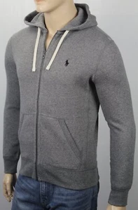 Polo Ralph Lauren grau Hoodie Sweatshirt mit durchgehendem Reißverschluss schwarz Pony neu mit Etikett - Bild 1 von 1