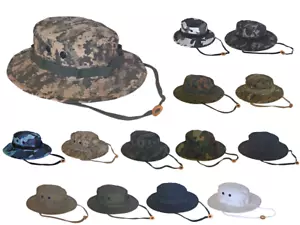 Army Navy Shop UV Protective Solid or Camouflage Boonie Hat Military Outdoors - Picture 1 of 21