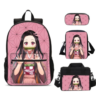 Demon Slayer Nezuko Kamado Kids School Backpacks Cooler Lunch Bag Pen Case Lot - Image 1 of 4
