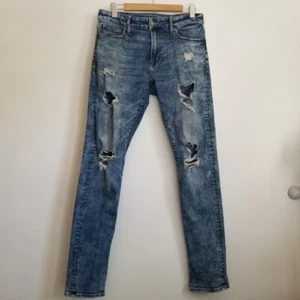 Pantalones de mezclilla para hombre American Eagle flexibles ajustados destruidos 32x34 - Imagen 1 de 8