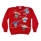 VTG 90s Susan Bristol Womens M Ugly Christmas Sweater Hand Embroidered
