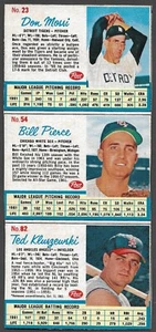1962 POST CEREAL PANEL #23 / 54 / 82 Mossi / Pierce / Kluszewski VG-EX+ A - Picture 1 of 2
