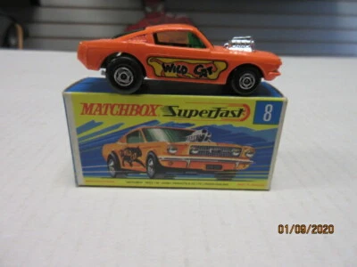 VINTAGE MATCHBOX #8 WILD CAT DRAGSTER ORANGE IN G2 BOX - Image 1 of 4
