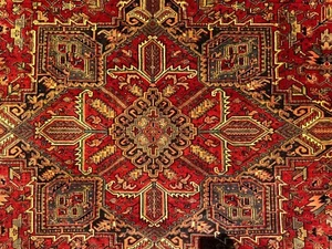 10x14 VINTAGE HERIZ RUG handmade wool oriental handwoven ANTIQUE geometric clean - Picture 1 of 24
