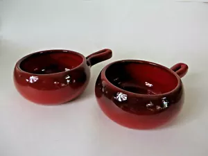 Made in Italy Terrakotta Keramik rote Glasur Henkel Suppenschalen - Bild 1 von 4
