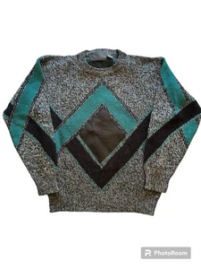 Vintage Alvin Josef Collection 80’s 90’s Pullover mit Lederbesatz Medium - Bild 1 von 7