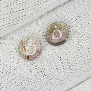 2.04 Cts Nice Color Natural Bi Color Tourmaline 6mm Round Cab Pair....!!!!! - Picture 1 of 2