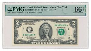 UNITED STATES banknote $2 New York 2013 Star note* PMG grade MS 66 EPQ
