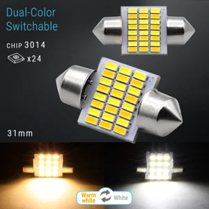 Syneticusa LED 31mm Switchback Festoon Map Dome Interior Light Bulbs White/Amber - Picture 1 of 7