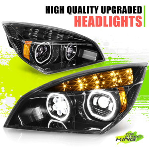 Full LED Halo Gattling Barrel Projector Headlight for Cascadia 18-21 Black L+R