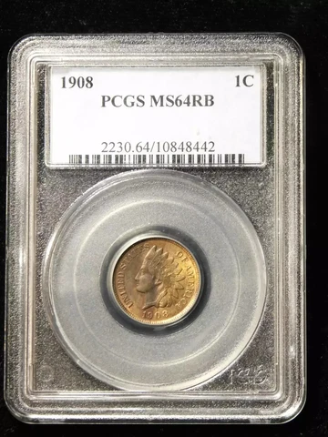 1908 Indian Head Cent - PCGS MS-64 RB Cover