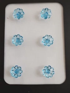 X6 Blue Crystal Flower Shank Buttons  1.5cm - Picture 1 of 1