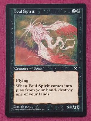 Magic The Gathering PORTAL SECOND AGE FOUL SPIRIT black card MTG - Image 1 of 2