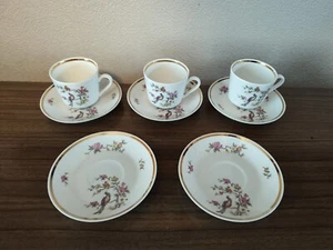Kahla Germany BIRD OF PARADISE 9 Piece 3 Cups 5 Saucers 1 Side Plate - Picture 1 of 10